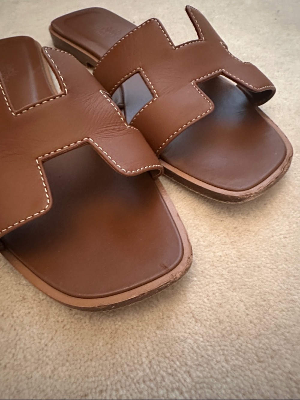 Hermes Oran Leather Slide Sandals - Picture 3 of 9